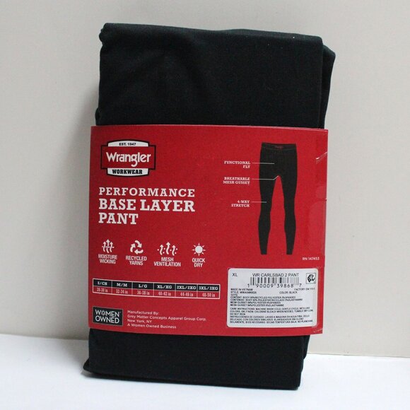 Wrangler Workwear Men's XL Black Performance Base Layer Pant - Picture 2 of 8